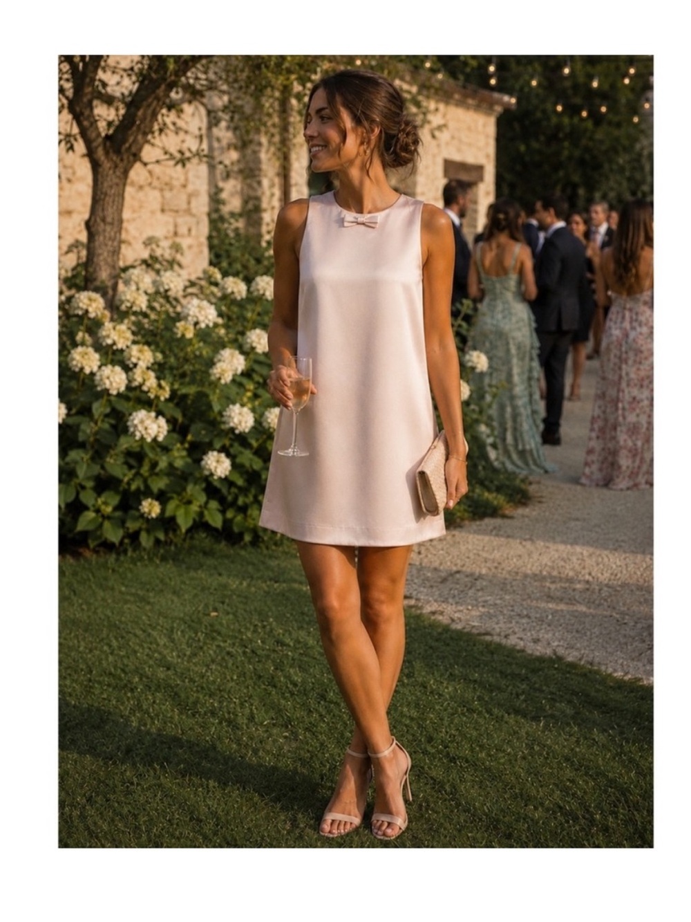 Commense Blush Pink Sleeveless Mini Dress with Neck Bow NWT